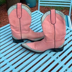 COWGIRL BOOTS!!!  Light pink & light aqua blue